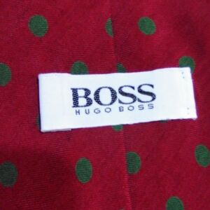 Hugo Boss Red Tie with Green Polka Dots, ITALY